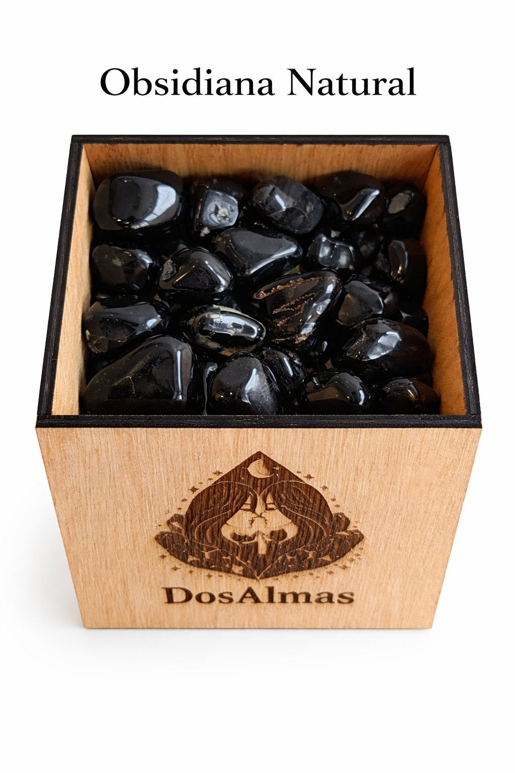 Caja de Obsidiana Negra Rodada
